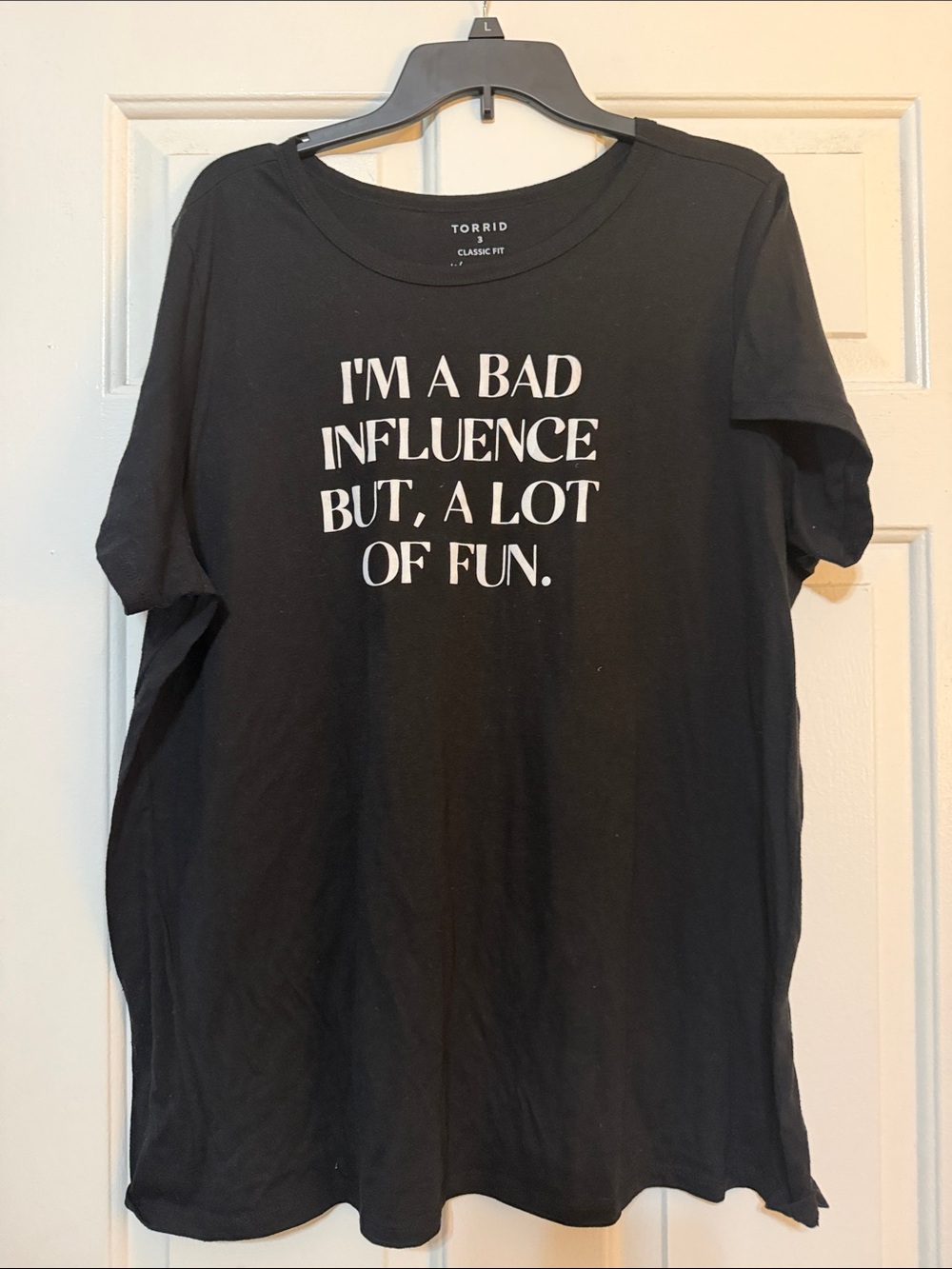 torrid Black Tee with White Slogan